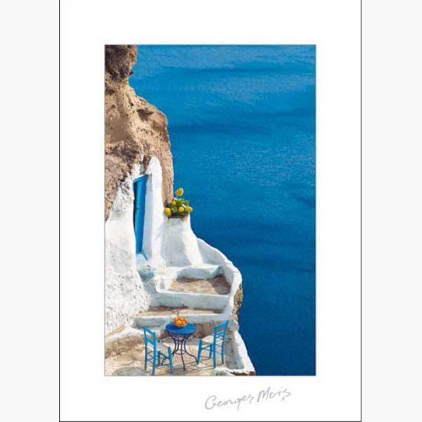 Αφίσες Ελληνικά Τοπία - George Meis Oranges on a Blue Table