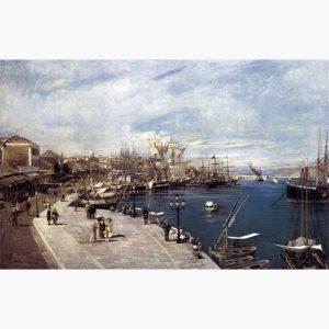 Αναπαραγωγές Ελλήνων Ζωγράφων σε Καμβά - Βολανάκης, Λιμάνι του Πειραιά
