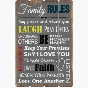 Ξύλινη Πινακίδα - Family Rules