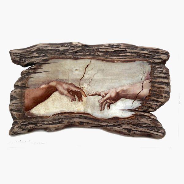 Ξύλινο Κάδρο - Michelangelo's Creation of Adam (χέρια)